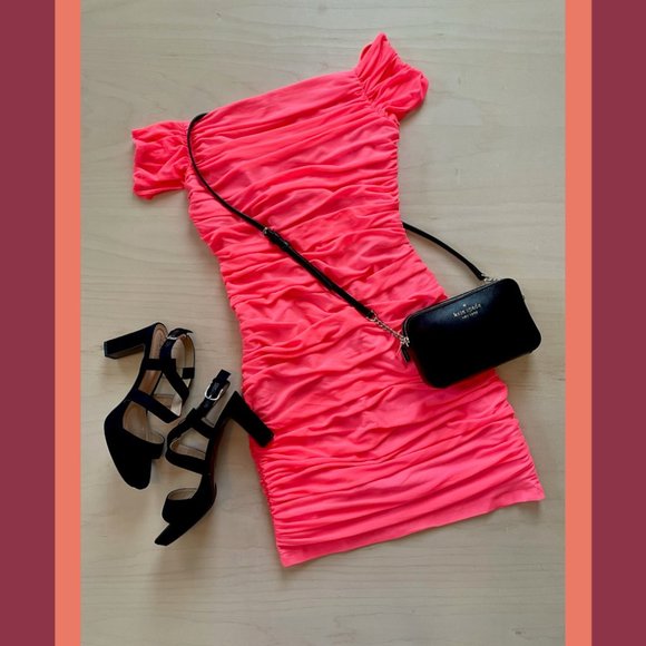bebe Dresses & Skirts - bebe Neon Pink Bodycon Mini Dress